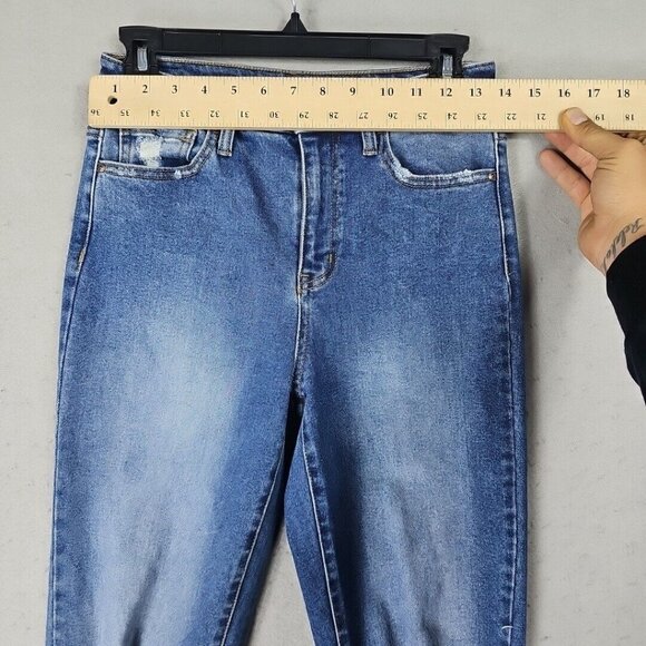 RSQ High Rise Straight Leg Jeans Womens 27 Blue Distressed Relaxed Casual Denim - Picture 7 of 15